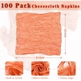 thumbnail image 3 of Paquete de 100 servilletas de gasa naranja de 21x21 pulgadas, juego de 100 servilletas de tela naranja lavables para cena y mesa, para boda, nupcial, baby shower, rústico, bohemio, gasa de algodón, 3 of 4