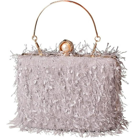 MMYGU Tassel Evening Bag for Women Rhinestone Clutch Bag Beaded Handbag Bridal Wedding Purse Shoulder Bag