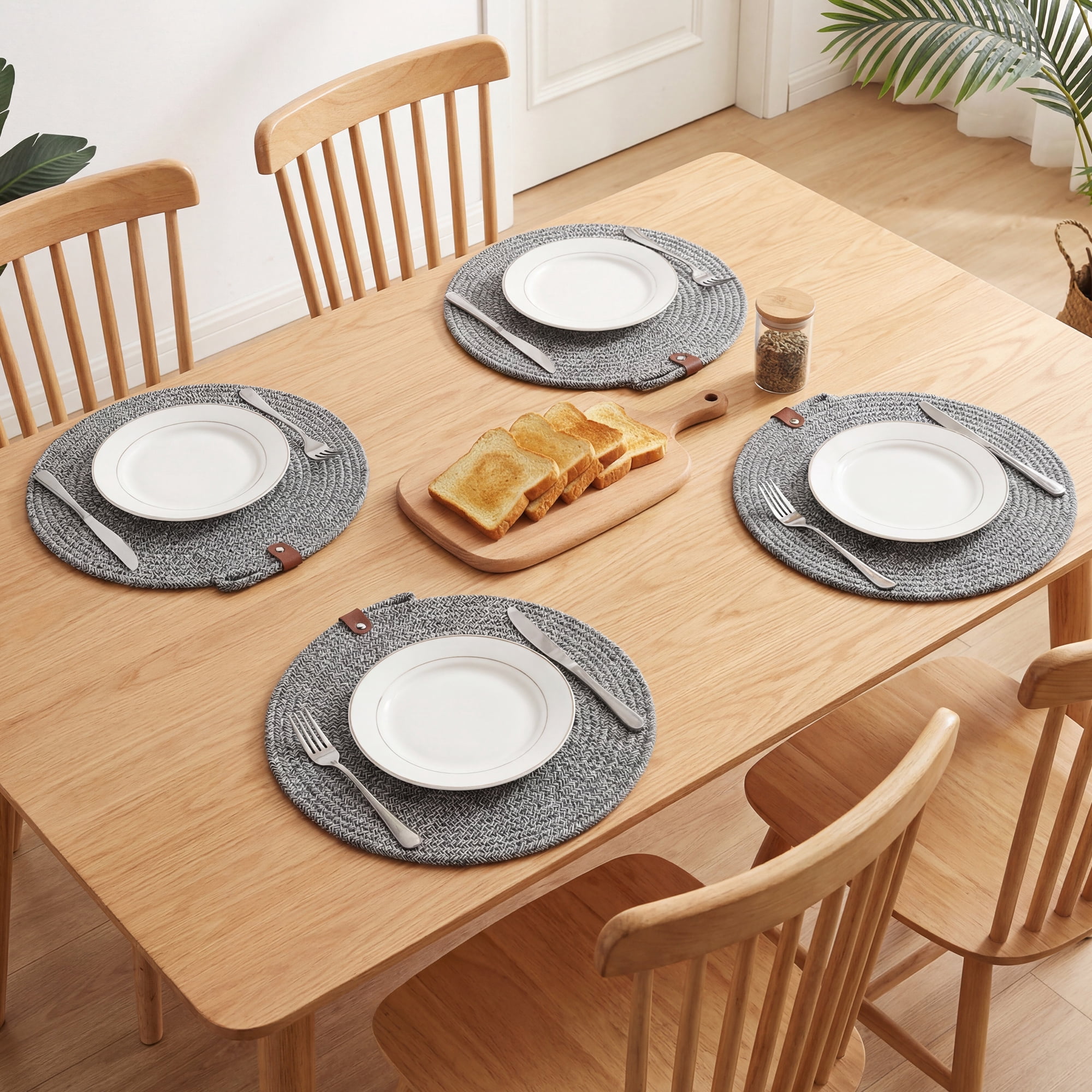 Unique Bargains Farmhouse Placemats 4pcs Gray 13"x13"