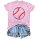 thumbnail image 1 of Mujeres Impreso Casual Top, Manga Corta Crew Cuello Blusa para la Primavera Y el Verano Desgaste, Ligero Imitación Algodón Moda Tee, 1 of 2