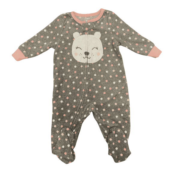 Carter's Girl's Warm Soft Fleece Zip Up Bear Footie PJ 3T