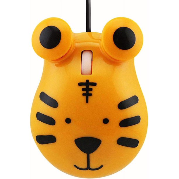 3.54 x 2.6 x 1.26 inchesOrange Tiger Ratón con cable con forma de tigre súper lindo, mini ratón de dibujos animados, novedad, ratón portátil para ordenador, ratón de escritorio pe
