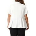 thumbnail image 3 of Agnes Orinda Women's  Plus Size Office Work Short Sleeve Button Pockets Blazers Jackets, 3 of 5