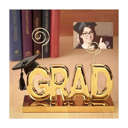 Picture Holders With Clips Mozlly Polyresin Luxurious Golden ?GRAD? Fashion-craft Picture Clip Holder, 6.25 Inch Gold Plated Photo Rack Decor Intricate & Meticulous Detailing Art Handcrafted Tabletop Accent Home Accessories ()