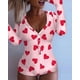thumbnail image 3 of Pijama Sexy con solapa abotonada para mujer, mono de manga larga con estampado bonito, diseño de botones funcionales, 3 of 4