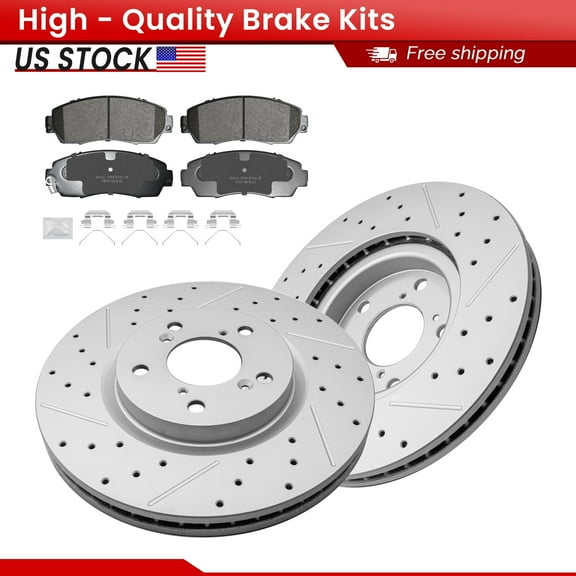 ACB ZONE Front Brake Kits for 2011-2014 Honda Odyssey, Drilled Slotted Disc Brake Rotors and Ceramic Brake Pads