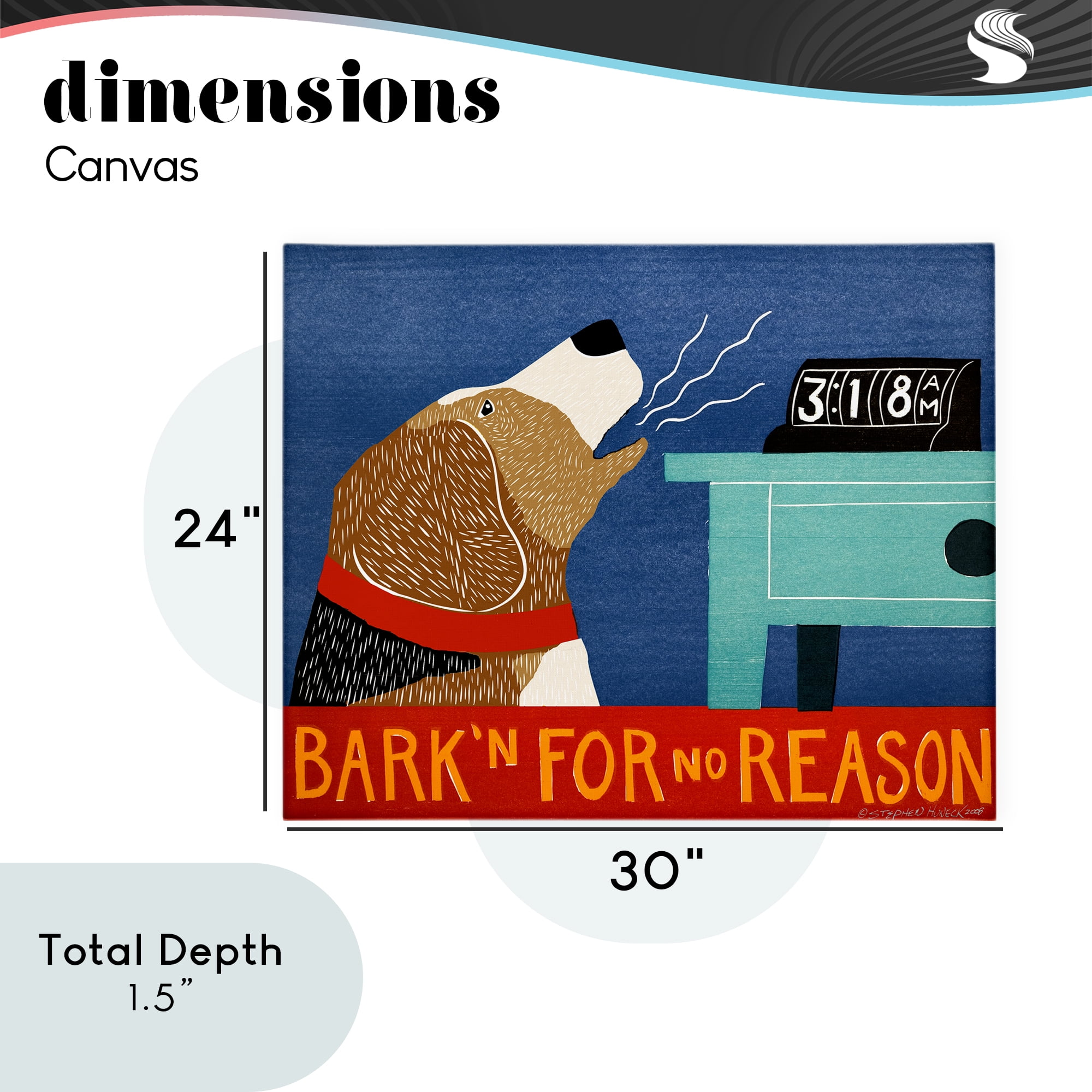 Bark'n For No Reason Canvas Wall Art, design by Stephen Huneck