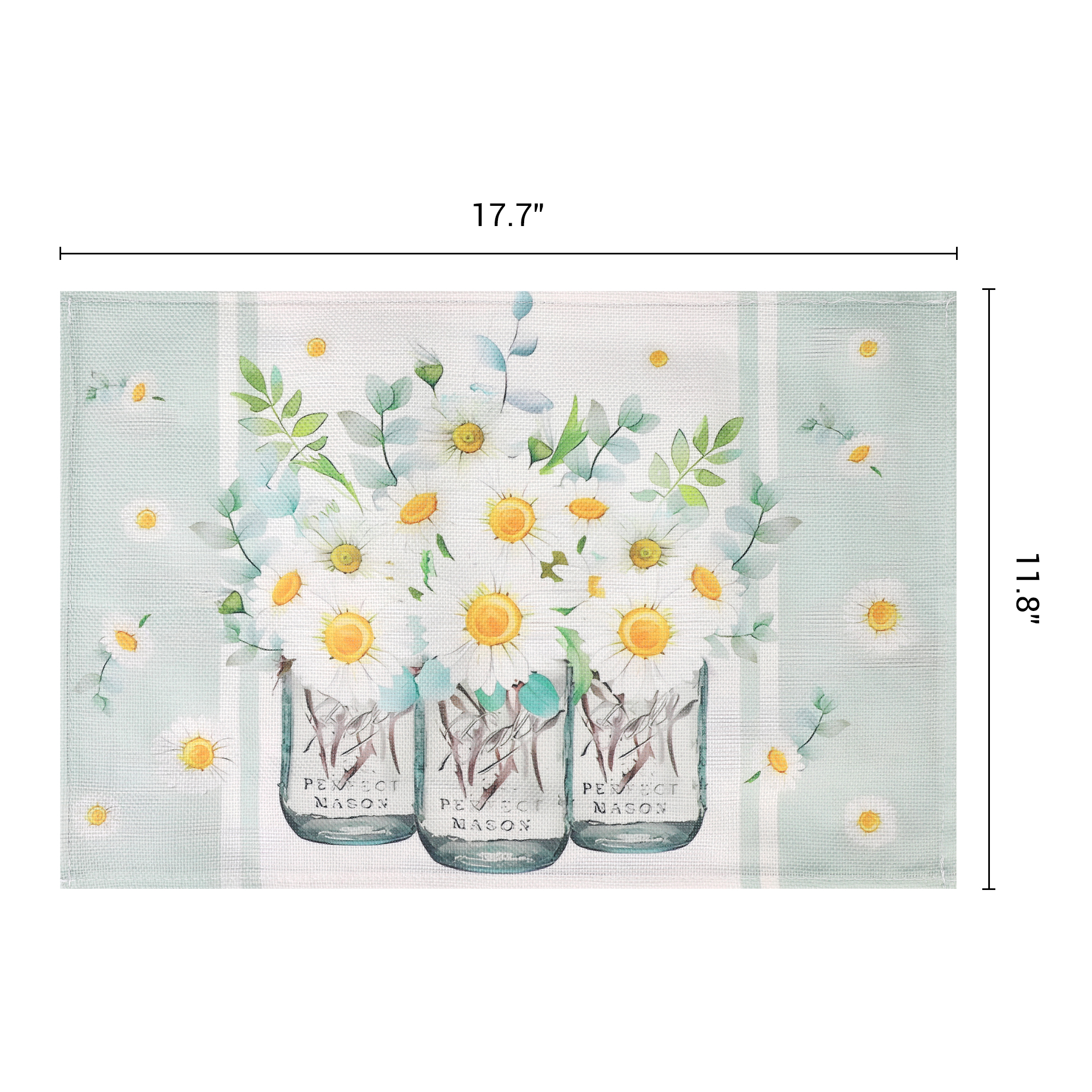 Unique Bargains Farmhouse Placemats Set of 6 Linen Placemats for Dining Table Green