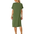 thumbnail image 3 of INSPIRE CHIC Women's Nightgown Button Down Soft Modal Short Sleeve Pajama Sleepshirts XL Army Green, 3 of 6