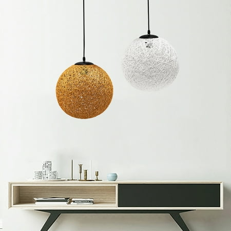 White Flame Mini Pendant Modern Pendant Lamp Chandelier Natural Rope Ceiling Light Fixture for Bar Cafe Shop Living Room Dining Room Home Decor ()