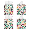 thumbnail image 2 of Lsque Colorful Spots Printed Tissue Box Cover Holder, Facial Paper Organizer Dispenser,Square with Bottom Belt, PVC Leather Decorative Organizer, 2 of 8