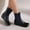 Blue, variant on Women's Fashionable Casual Versatile Cool and Stylish Winter Round Toe Color Matching Fashion Flat Ankle Boots Brown