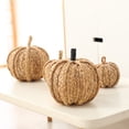 thumbnail image 4 of Woven Straw Pumpkin Halloween Ornament – Handmade Autumn Pumpkin Decor– Festive Vintage Halloween Decor for Fireplace Table Halloween Party Decorations, 4 of 7