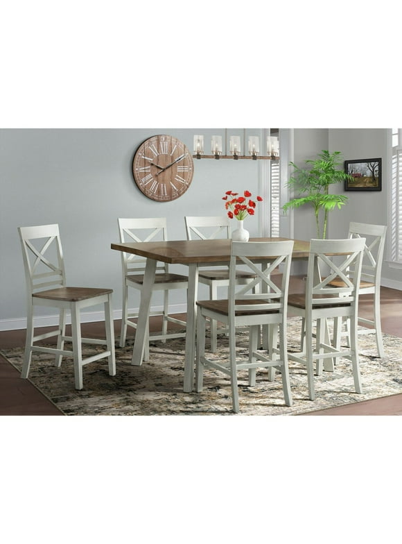Bedford 7PC Counter Height Dining Set-Table & Six Chairs in Gray Wood