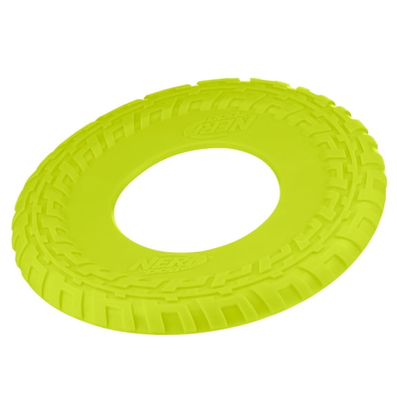 Nerf Dog Tire Flyer Dog Fetch Toy, Green, 10 inch