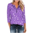 thumbnail image 4 of NSLGXD Henley Shirts for Women Dressy Casual V Neck Button Shirts Fashion 3/4 Length Sleeve T-Shirts Gradient Color Work Tops for Women Trendy Outfits, 4 of 6