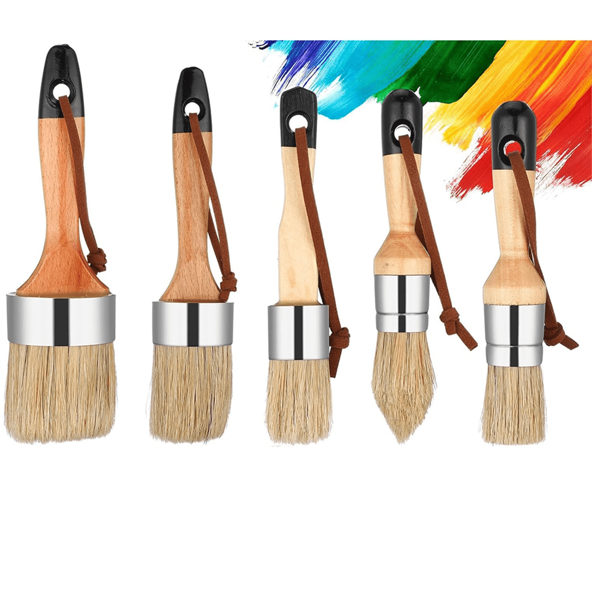 11Pcs Chalk Stencil Brushes Set Wooden Handle Template Brushes for Chalk Paint Stencil Projects Furniture DIY Art Crafts