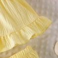 thumbnail image 4 of kpoplk Toddler Girls Outfit Set Graphic Ruffle Dress and Striped Legging Bike Shorts 2 Piece Summer Set Size 2-3 Years,Yellow, 4 of 7