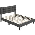 thumbnail image 3 of Yaheetech Queen Size Upholstered Platform Bed with Square Tufted Headboard, Dark Gray, 3 of 8