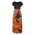 thumbnail image 4 of Patlollav Halloween Dresses Womens Long Dress Short Sleeve Colorful Print Beach Casual Maxi Sundress, 4 of 6