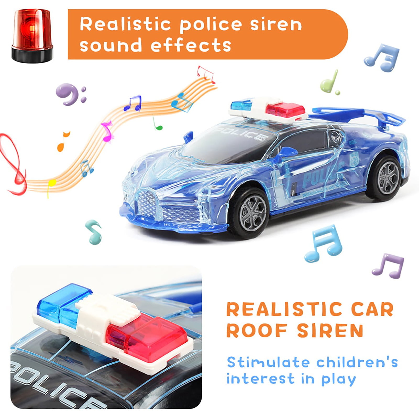 ELFINDEA Spin Driving Children's Light-Up Electric Toy Car