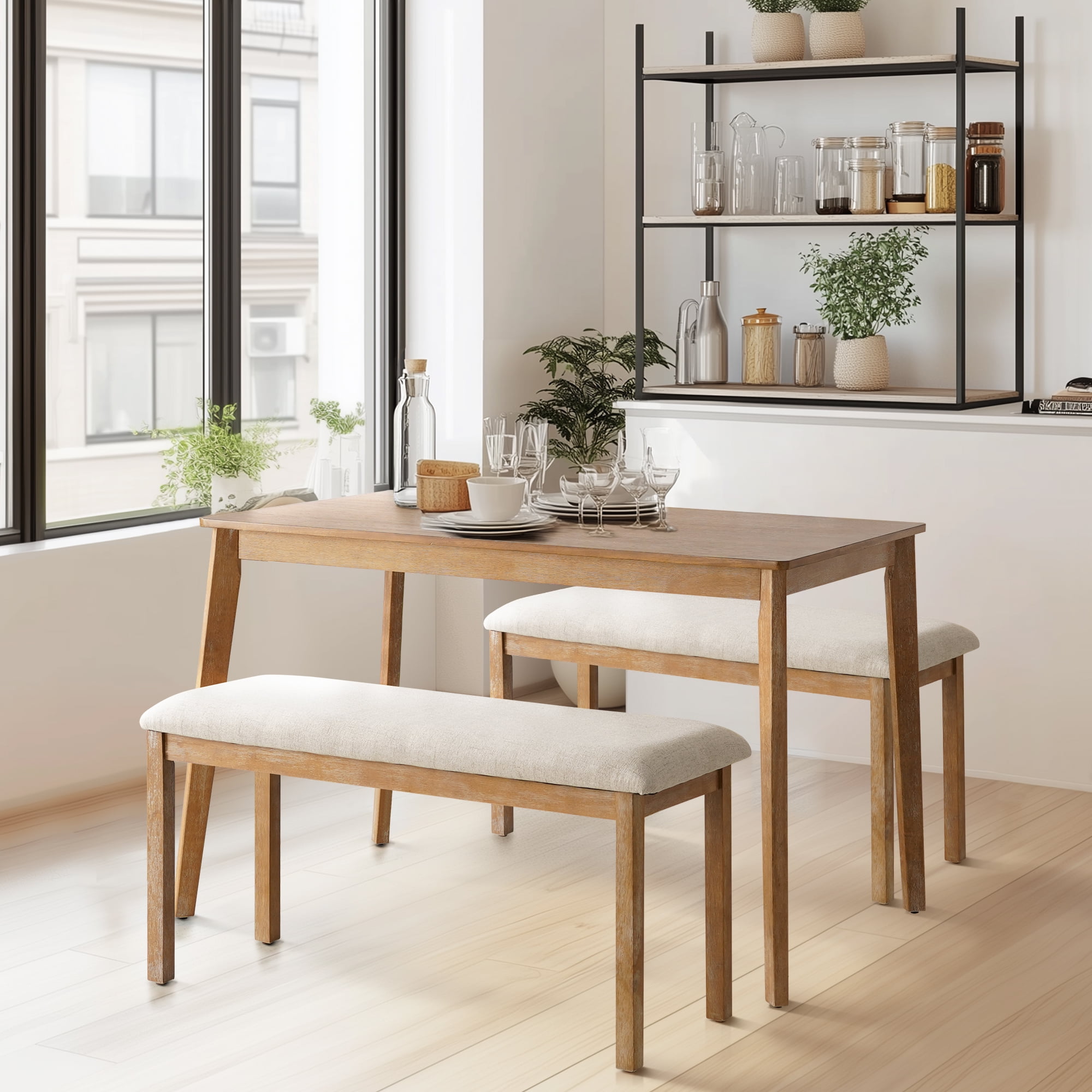 KithKasa 40in Dining Bench for Indoor Use, End of Bed Bench,Entryway Bench with Soft Padded and Solid Wood Legs for Bedroom, Kitchen, Dining  Room