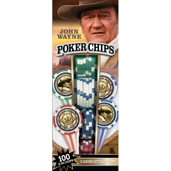 MasterPieces John Wayne Poker Chip Set - 100 Piece Casino Style Collectible Poker Set