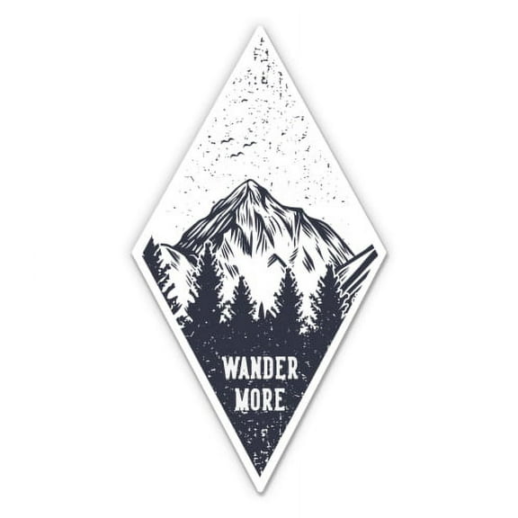 Wander More Mountains Adventure Hike - 3" Vinyl Sticker - For Car Laptop I-Pad Phone Helmet Hard Hat - Waterproof Decal