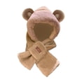 thumbnail image 2 of Rongfmy Winter Hat Scarf Set Funny Ear Protection Cap Shawl Wraps Hooded Hat for Cosplay Khaki, 2 of 9