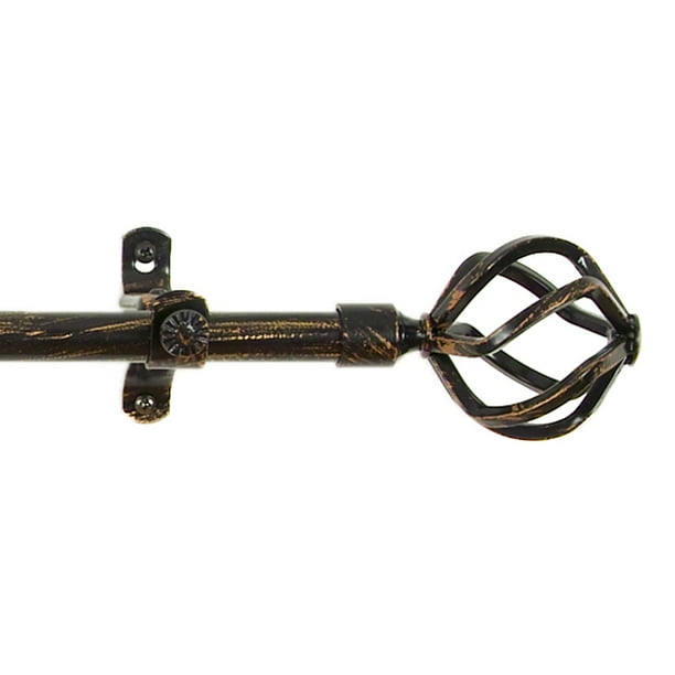 Achim Decorative Rods Metallo Avalon Black Gold Curtain Rod with Metal