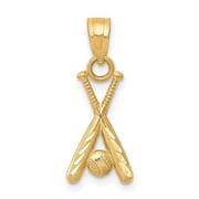 GOLD TIME FJC Finejewelers 10k Yellow Gold Baseball with Bats Charm