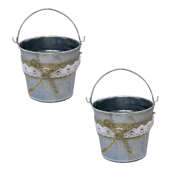 ETEREAUTY 2Pcs Vintage Iron Bucket Flower Vase Multi for Decorative Flower Bucket Homeowners