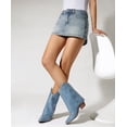 thumbnail image 6 of RONILURN Women's Foldable Cowboy Ankle Boots Pointed Toe Chunky Heel Slip On Rivets Western Boots, 6 of 12