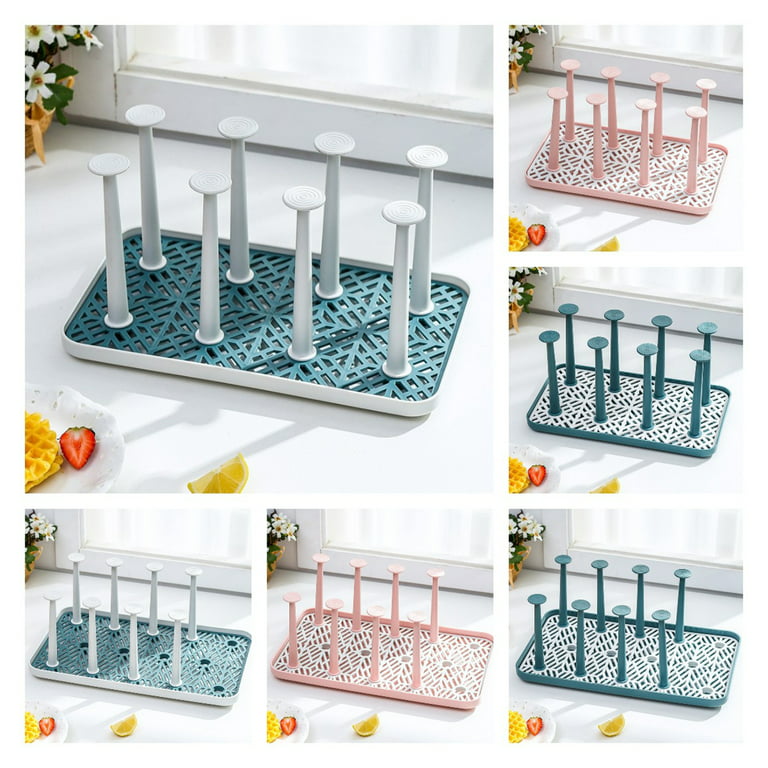 Grofry Dust-proof Cup Drying Rack Multifunctional Plastic Draining Glass Cup Holder Stand Home Decoration Green S, Size: Small