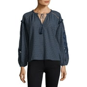 Embroidered Long-Sleeve Top