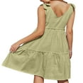thumbnail image 3 of EIMELI Robe en Coton Lin à Lacets Couleur Unie Sans Manches Col en V, 3 of 6