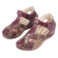 thumbnail image 6 of Bibifish Womens Wedge Ankle Strap Sandals Two Tone Closed Toe Side Cutout Adjustable Strap Open Side Summer Outdoor Casual Ladies Sandals, 6 of 8