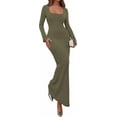 thumbnail image 3 of PRETTYGARDEN Women's Fall Long Sleeve Maxi Bodycon Dresses Soft Stretchy Ribbed Knit, Bell Sleeve Square Neck Mermaid, Elegant Long Dress, Wedding Guest Party, Winter Clothing, 3 of 7