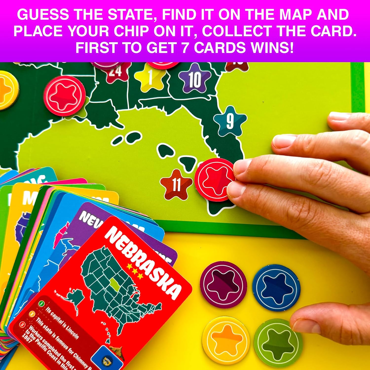 Quokka Board Game for Kids Ages 8-12 - Learn US States, Capitals, Landmarks Trivia Game for Kids