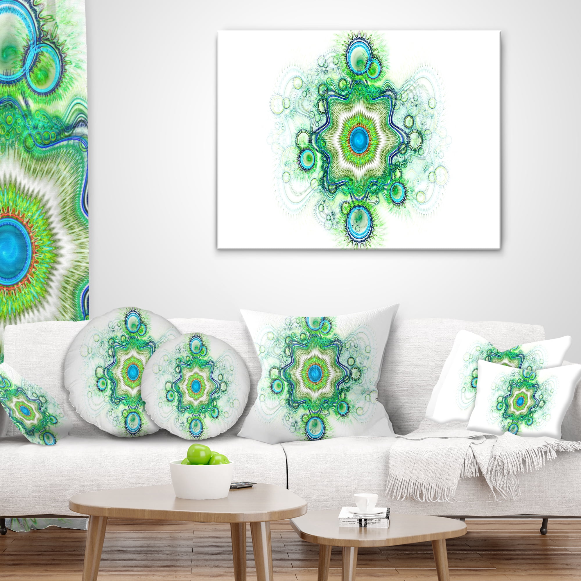 Designart Cabalistic Star Fractal Flower - Abstract Throw Pillow - 12x20