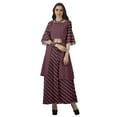 thumbnail image 3 of Moomaya Printed High Low Crop Top Kurti Palazzo Set Ethnic Indian Clothing Set For Womens, 3 of 9