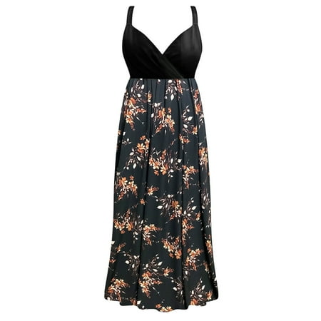 Small Petite Autumn Nostalgia Floral Empire Waist Womens Spring Dress