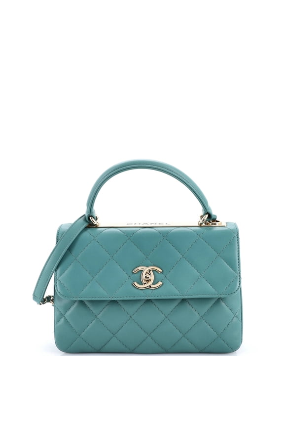 Pre-Owned Trendy CC Top Handle Bag Quilted Lambskin Small By Rebag