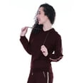 thumbnail image 5 of Moomaya Women's Solid Blue Hoodie Casual Full Sleeve Jogger Top Pullover, 5 of 9