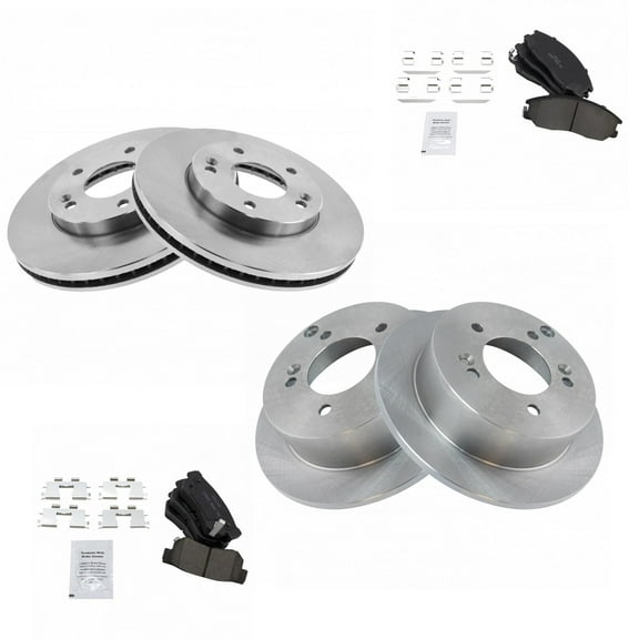 TRQ Front and Rear Brake Pad & Rotor Kit Brake Pads Brake Rotor Ceramic Fits Select 2001 Hyundai XG300 2002-2003 XG350