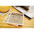 thumbnail image 3 of Aloha, Stone Heart on Sand (Absorbent Ceramic Coasters Set of 4 Matching Images, Cork Back, Kitchen Table Decor), 3 of 3