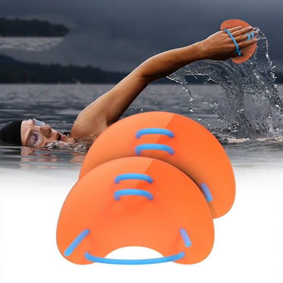 Swim Hand Paddle - Lightweight Swim Paddle with Adjustable Silicone Strap - Ideal Hand Swim Paddle(Orange)