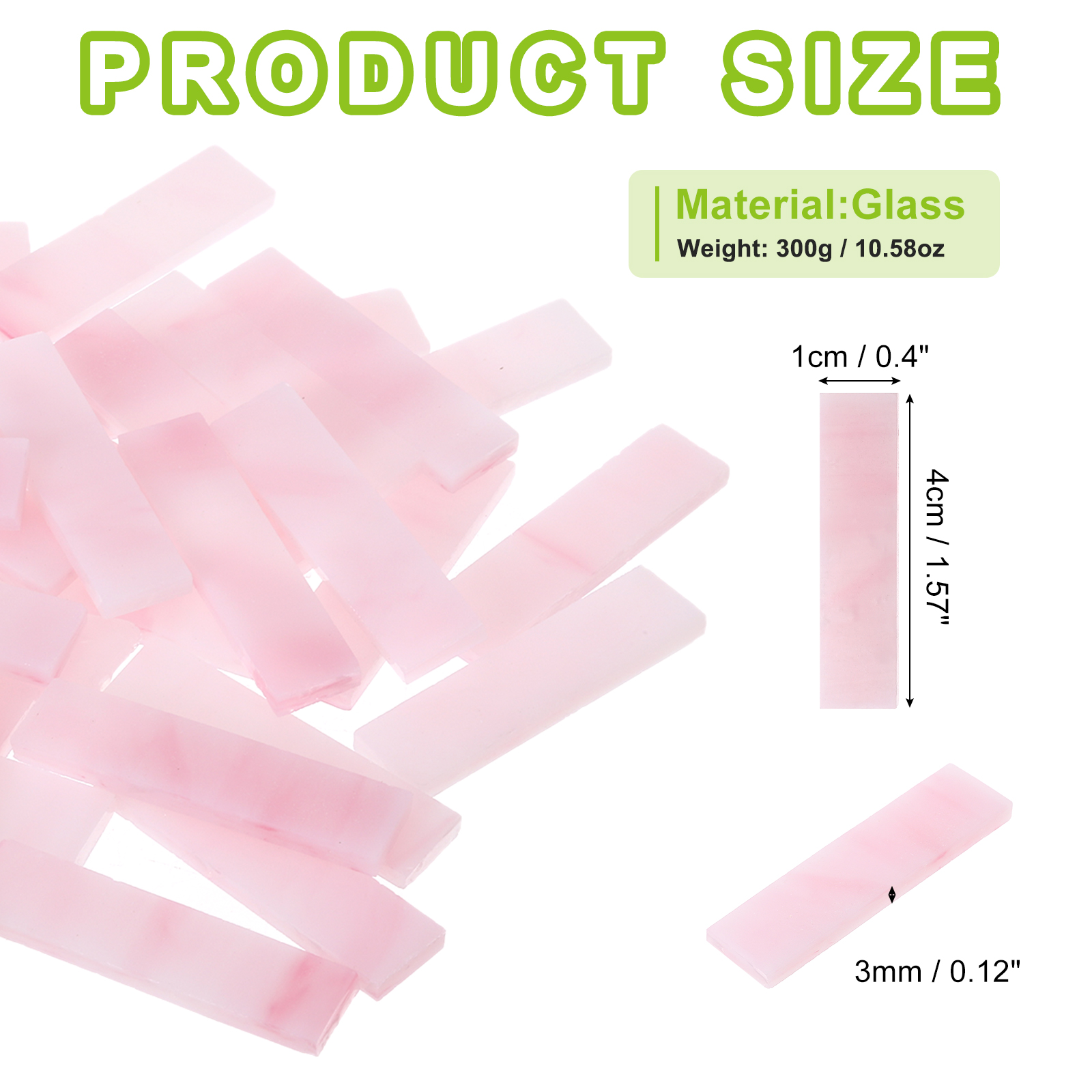 Stained Glass Strip, Pink Mosaic Tiles 300g/10.58 oz