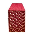 thumbnail image 2 of Mantel navideño rojo de poliéster impermeable de 274 x 28 cm | Estampado festivo de copos de nieve, árboles y renos | Tela resistente a la decoloración | Funda multiusos para mesa de centro de, 2 of 6