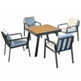 thumbnail image 5 of Higold 6801 Nofi Patio Furniture, 5 Pieces Aluminum Outdoor Dining Set with Square Dining Table and Chairs with Deep Cushions, Imitated Teak Finish Wood, 5 of 14